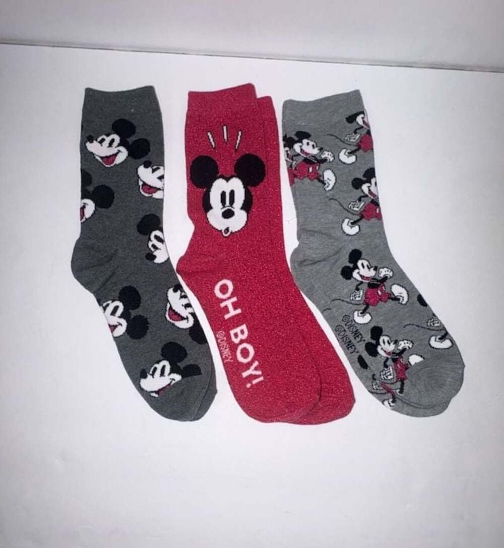 Disney Mickey Mouse Graphic Crew Socks 3-Pair Set